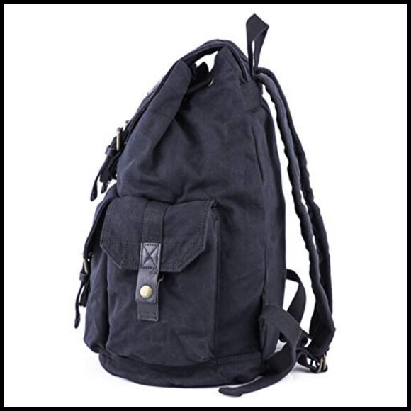 Vintage Canvas Backpack Rucksack Thick Durable Daypack Classic Retro Style